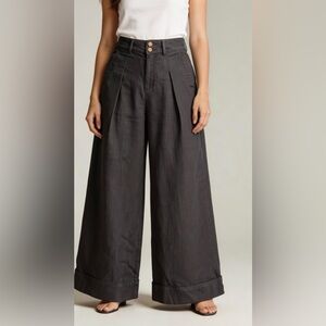 Pilcro Anthropologie NWT Washed Black Two-Button Closure Wide Leg Pants | Sz 27